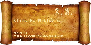 Klinszky Miklós névjegykártya