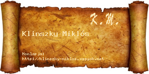 Klinszky Miklós névjegykártya